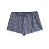 Shorts largos xadrez soltos para meninas picantes, cintura elástica, dois botões, casual, hot pants, novo para o verão feminino, casa, esportes