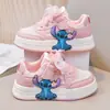 Tênis Infantil Feminino Desenho Animado Sapatos Esportivos Infantis 2026 Novo Modelo Primavera e Outono Malha Antiderrapante Solado Macio Velcro Sapatos de Estudante