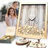 Mesa Quadrada de Madeira para Assinaturas de Casamento Livro de Mensagens para Mesa de Trabalho Quadro de Assinaturas para Festa de Aniversário e Casamento Caderno Coração de Pêssego