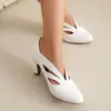 2026 Nuevos Llegados de Primavera Zapatos de Mujer Retro con Tacón Alto, Punta Redonda y Diseño Hueco, Mocasines de Color Sólido Talla Grande