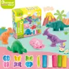 Brinquedos de argila colorida de unicórnio transfronteiriços dinossauro plasticina casa de brincar conjunto primeira infância crianças argila argila molde atacado