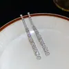 Brincos de franja de zircônia com pérola, agulha banhada a ouro real e prata, brincos versáteis simples e estilosos para mulheres, acessórios de ouvido com design de nicho