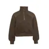 Sudadera de Terciopelo Otoño e Invierno con Media Cremallera y Cuello Alto, Chaqueta Deportiva Corta Cálida para Exteriores, Ropa Holgada para Yoga, Ropa de Fitness para Mujer