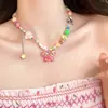 Paraíso de Dulces Sabor Manzana-Y2K Dulces Dopamina Coloridos Cadena Superior de Cuentas Coloridas Accesorios Dulces de Verano de Dibujos Animados