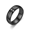 Nuevos Accesorios Transfronterizos de Shengxi, Anillos de Pareja de Acero Inoxidable con Microincrustaciones de Diamante, Anillo de Dos Piedras con Centro Negro Dividido de 6 mm
