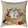 Funda de Almohada de Pascua de Animales Lindos, Funda para Cojín de Sofá con Bordado de Imitación de Conejo, Decoración de Pascua