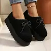 Zapatos de algodón de lana nuevos transfronterizos para mujer, suela gruesa, suela de plataforma, lazo, cálidos, con felpa adicional, para exteriores, casuales, slip-on