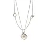 [18] Collar de perlas de temperamento simple francés colgante de concha geométrica estilo palacio retro joyería de cuello con cierre OT