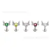 Joyería de Aleación de Titanio F136 Astas Incrustadas con Zirconia 5A Pendientes Clavos para Labios Accesorios de Piercing Corporal de Alta Gama Transfronterizos Pendientes