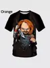 Nueva Moda Hombre Halloween Calle Divertido Horror Chagi Impresión Digital 3D Cuello Redondo Manga Corta Transfronterizo