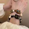 Pulseira de Miçangas de Gato Fofo com Olhos Grandes Estilo Frio Design de Nicho Pulseira da Moda Versátil Pulseira de Namorada para Mulheres