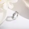 Design de Nicho da Moda Personalidade de Luxo Leve Padrão de Onda Anel Aberto para Mulheres Cobre com Zircônia Embutida Anel Ajustável
