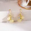 Pendientes de Trébol Ojo de Gato con Pedrería Estilo Coreano, Lujo Ligero, Moda Simple, Pendientes de Gama Alta, Pendientes de Temperamento Nicho para Mujer