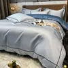 Juego de ropa de cama de cuatro piezas estilo lujo, de algodón puro, hecho con algodón de fibra larga de Xinjiang, adecuado para otoño e invierno, incluye una sábana de algodón, una funda de edredón y una sábana bajera