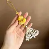 Produto Acabado: Pingente de Celular em Brocado Colorido Dupla Face em Forma de Cabaça, Chaveiro de Bolsa com Borla Roxa, Cor Roxa, Feito à Mão
