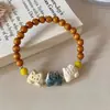 Tres Lindas Pulseras de Cuentas de Gato Tricolor Sorprendido, Nueva Joyería de Nicho de Estilo Nacional Inspirada en el Zen Chino