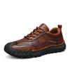 Zapatos de Hombre Calados Cosidos a Mano, Zapatos Casuales para Exteriores, Zapatos Planos de Cuero sin Cordones, Mocasines de Caña Baja de Talla Grande Transfronterizos