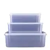 Caixa retangular de preservação de grau alimentício, caixa de vedação de plástico transparente, caixa de armazenamento para geladeira, recipiente refrigerado para frutas, vegetais e carnes da cozinha