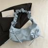 Bolsa Pequena Plissada da Moda para Mulheres Primavera 2025 Nova Bolsa de Ombro Único para Axila Simples e Elegante Bolsa Transversal Elegante para o Dia a Dia