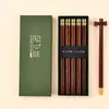 Caixa de hashi Qinglan em estoque, caixa de presente com tampa e base, caixa de embalagem de hashi de titânio, conjunto de presente com cinco pares de hashis