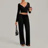 Conjunto de manga longa cover-up de yoga transfronteiriço para mulheres, conjunto de yoga de alça, conjunto de duas peças para esportes ao ar livre e fitness 6819+1011