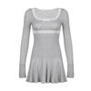 Primavera 2024, vestido adelgazante informal fresco y dulce con encaje para niña, cuello cuadrado, corte entallado, cintura ajustada, falda de corte A