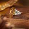 Anillo de Citrino y Amatista Natural de Gran Quilate Unisex Plata de Ley S925 Piedra Preciosa Venta Caliente en Xiaohongshu Al Por Mayor