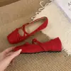 Primer Encuentro con los Nuevos Zapatos Planos de Ballet con Lazo para Mujer que Aumentan la Altura de la Temporada, Zapatos Mary Jane Rojos Pequeños de Estilo Francés Primavera/Verano 2026