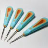 Lezna con Mango de Goma Azul, Herramienta Hecha a Mano para Reparación de Zapatos, Lezna de Gancho, Lezna para Agujeros Redondos, Lezna Empaquetada Individualmente