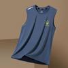 Camiseta deportiva de verano para hombre, transpirable, de seda de hielo, con hombros anchos, sin mangas, de secado rápido