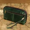 Bolso de Mano Retro de Cuero de Vaca Crazy Horse Transfronterizo para Hombre con Correa de Muñeca Piel Genuina Bolsa de Almacenamiento para Cables de Datos, Papelería Bluetooth