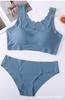 Nuevo Conjunto de Ropa Interior Sin Costuras de Seda Helada Transfronterizo Correas Anchas para Hombros Ropa Interior de Espalda Bonita Ropa Interior Deportiva Sin Costuras para Mujer