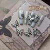 Borboleta Olho de Gato de Cristal Recorte Tridimensional Diamante Prata Vidro Rosa Pedra Olho de Gato Liga Metálica Joia para Nail Art de Fada