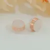 Tampão de ouvido de silicone fashion antiderrapante com anel de aço inoxidável banhado a ouro 18K, tampão de ouvido transparente em formato de hambúrguer, tarraxa traseira anti-queda, atacado