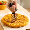 Cuchillo para pizza de acero inoxidable con rueda para cortar pizza transfronterizo, cuchillo de acero inoxidable para hornear en la cocina, cortador de tarta de una sola rueda para cortar pizza