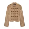 Comercio exterior transfronterizo ropa de mujer, diseño de moda europeo y americano, efecto de hebilla anudada, chaqueta con cremallera y cuello alto 6318245