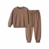 AG330 g traje de pantalón y suéter de rizo para niños cuello redondo color liso liso Guía de llegada suéter otoño