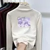 Otoño Invierno 2026 Camiseta Térmica de Felpa para Niña Cuello Medio Alto Manga Larga Capa Base Elegante Ropa Interior Cálida para Niños con Adorno de Volantes