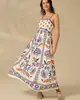 Europa y América Transfronterizos Amazon Verano 2025 Nuevo Vestido de Tirantes con Estampado de Flores Estilo Vacacional Ropa Femenina de Comercio Exterior