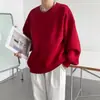 Sudadera Gruesa de Estilo Holgado Perezoso Color Rojo Brillante para Mujer, Forrada de Polar de Alta Calidad, Chaqueta Superior Versátil para Pareja para Otoño e Invierno