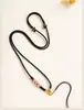 Collar de cuerda tejido a mano con nudo de flor de durazno y margarita, cordón para colgar colgante de thangka de oro usable, productos semiacabados al por mayor