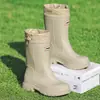 Botas de chuva fashion quentes de cano médio para adultos, novas botas de borracha impermeáveis antiderrapantes com cordão, botas curtas resistentes ao desgaste, sapatos d'água espessados