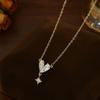 Corrente de clavícula elegante com zircônia microincrustada e ouro verdadeiro galvanizado, colar feminino de alta qualidade com estrela de oito mang, colar requintado com corrente de amor para todos os gostos