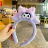 Faixa de cabeça fofa com orelhas de panda para lavar o rosto, faixa de cabeça de pelúcia de desenho animado com coroa alta para mulheres, faixa para maquiagem e lavar o cabelo, acessório de cabelo