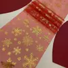 Llevar a cabo Diversos Transfronterizos: Banderines de Mesa de Malla Dorada para Navidad, Manteles de Organza con Estampado en Caliente para Fiestas, Recepciones y Banquetes