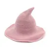 Gorro de Mago de Punto de Color Sólido Sombrero de Halloween Otoño Invierno Mujer Sombrero de Bruja Puntiagudo Sombrero Mágico Plegable