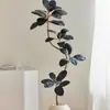 Árbol de Goma Black Diamond Planta Verde Artificial Decoración de Sala de Estar de Lujo de Gama Alta Planta Falsa Biónica Grande de Pie Estilo Wabi-Sabi
