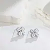 Brincos de flor de zircônia frescos de verão brincos de aço titânio tricolor não desbotam elegantes brincos japoneses e coreanos para mulheres atacado