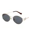 Gafas de Sol Ovaladas de Marco Pequeño, Protección Solar, Protección UV, Gafas para Conducir, Gafas de Sol de Metal Estilo Callejero Europeo y Americano