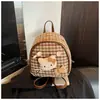 Mochila Gatito Cuadros Retro Linda para Mujer 2026 Nueva Moda Versátil Ligera para Viajes y Commute Mochila Pequeña